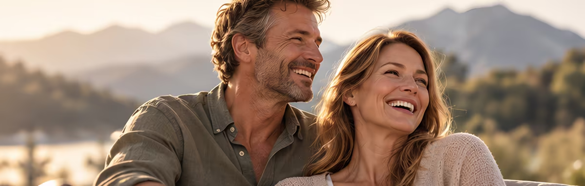Smiling couple enjoying time outdoors